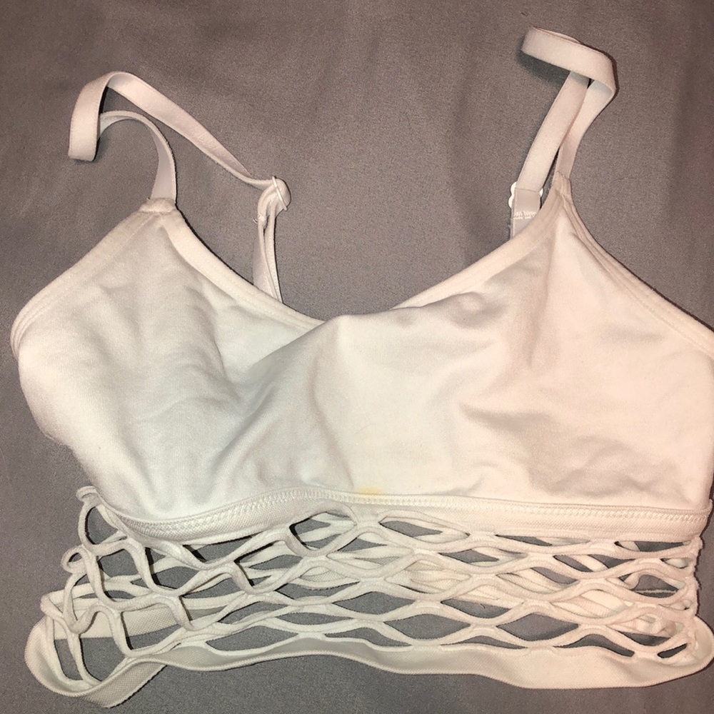 pink fishnet bralette